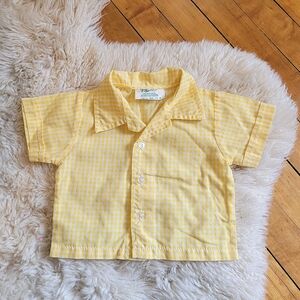 Vintage yellow gingham baby boy shirt 18 mos.
